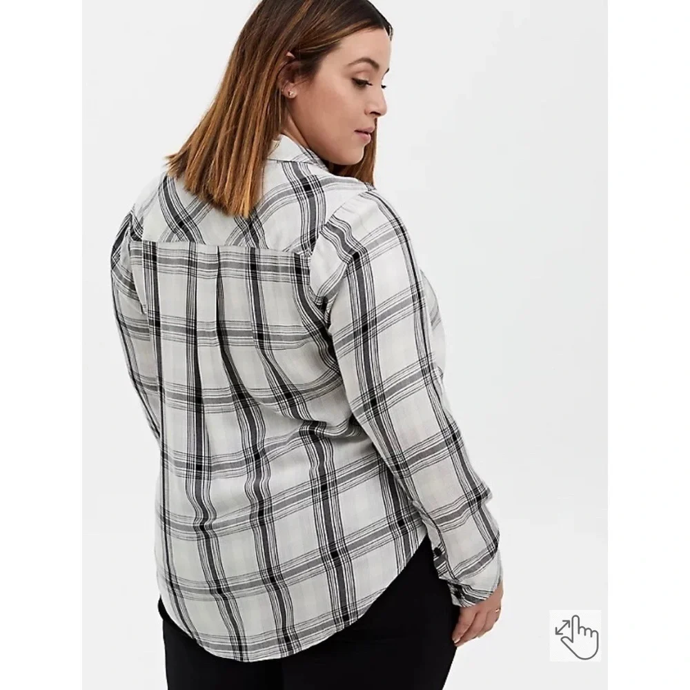TORRID • Women’s White Plaid Twill Shirt Button Down Size 1X - Picture 8 of 8